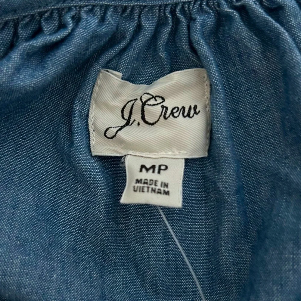 🌸NWT J. Crew Button Down Chambray Dress. Tie Waist. Size: Petite Medium - Picture 16 of 16